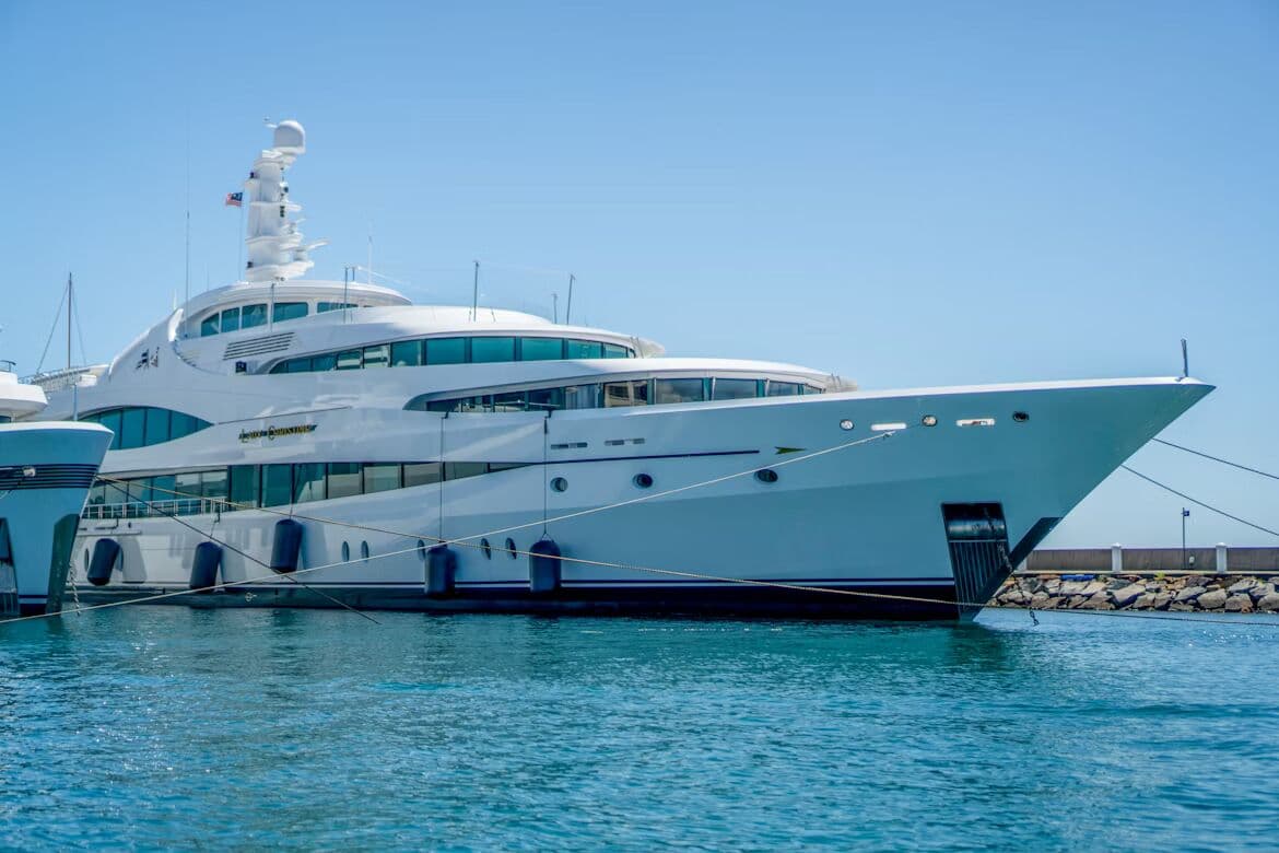 Large yacht on the water