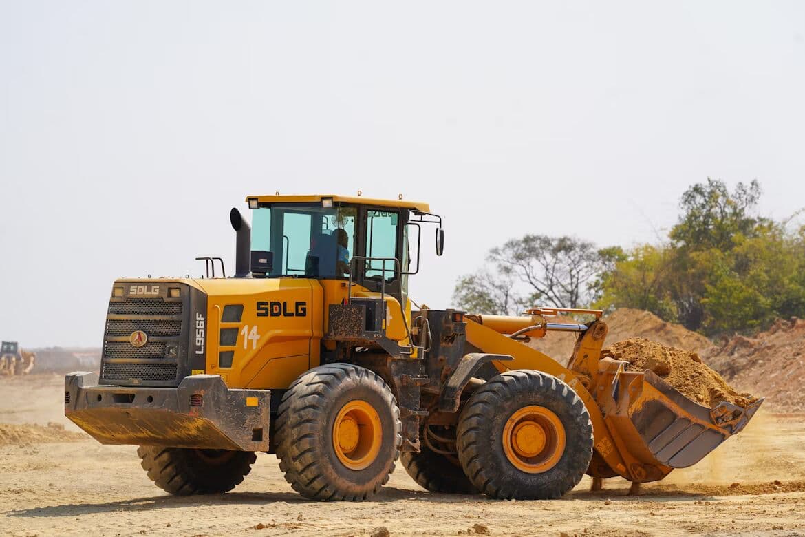Heavy construction loader at a work site