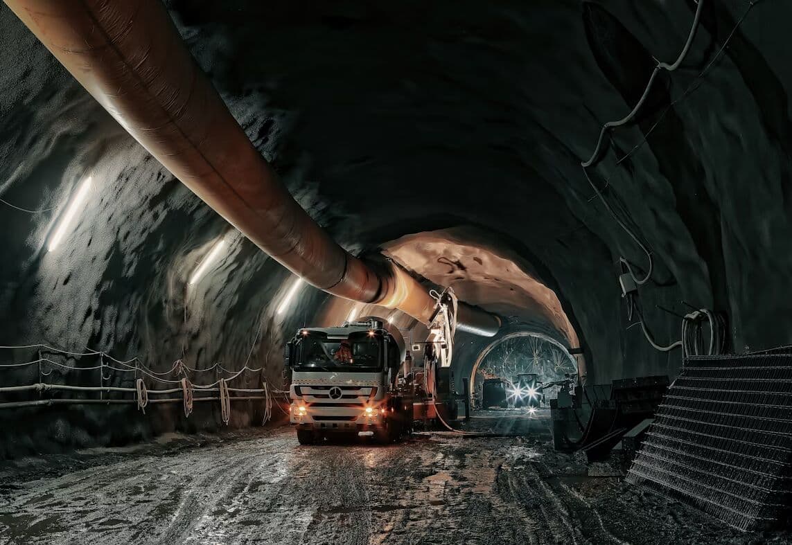 Worker operating equipment in an underground mine